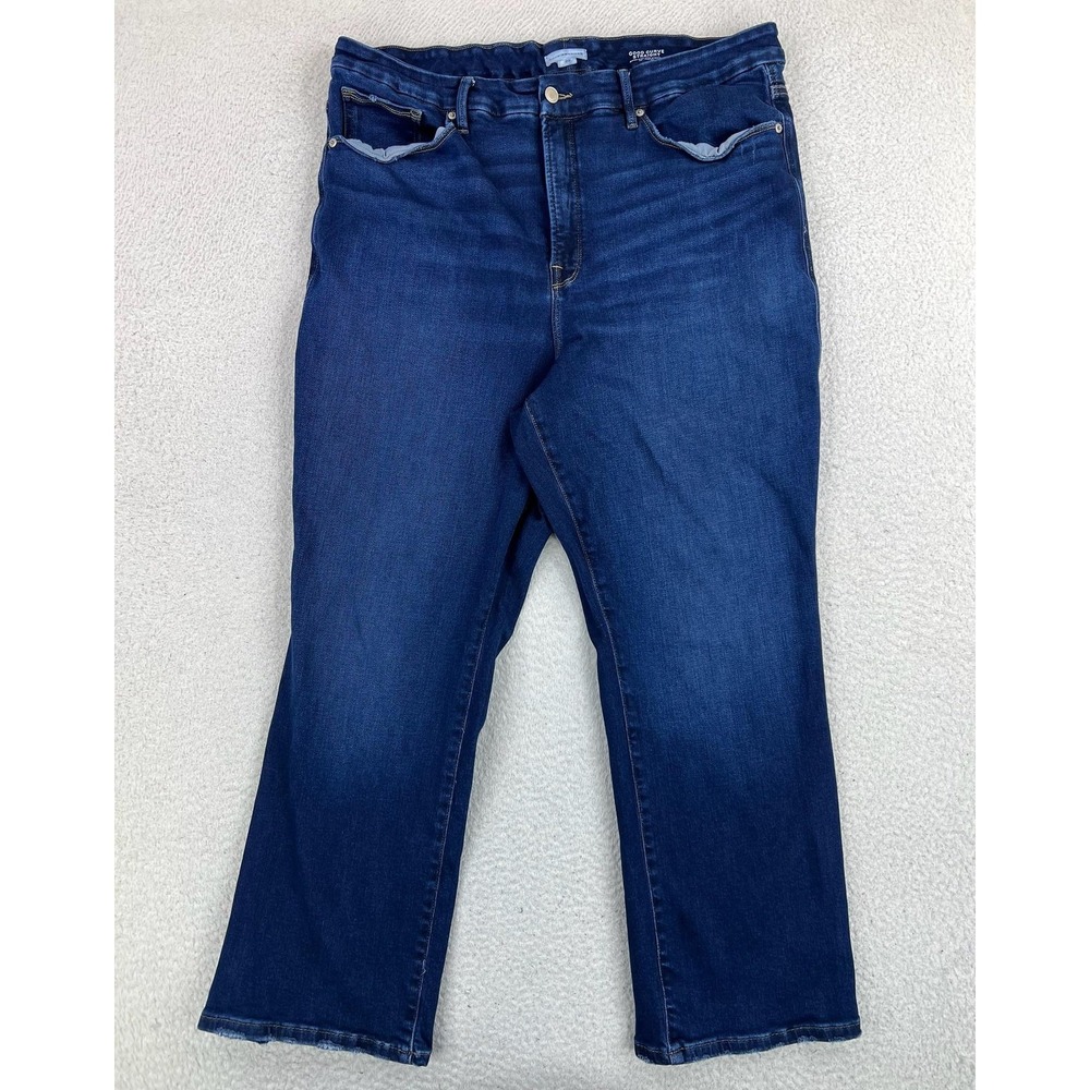 Good American Good Curve Straight Jeans Womens 20 Blue Wash High Rise Stretch